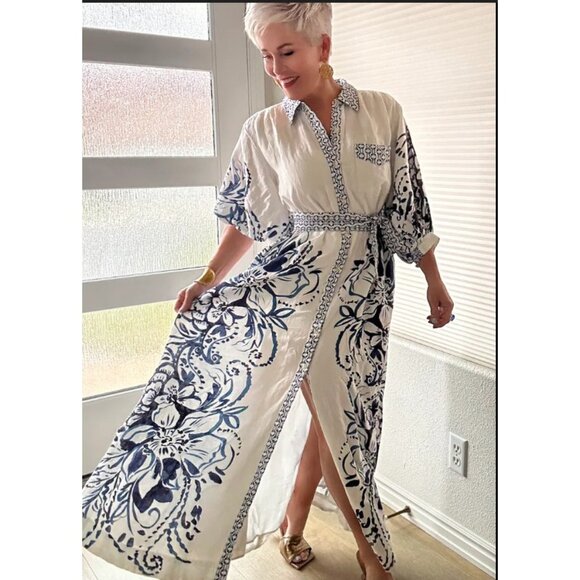 Maeve Dresses & Skirts - Maeve The Irene Linen Shirt Dress Resort Luxe Coastal Mediterranean XLP Vacation